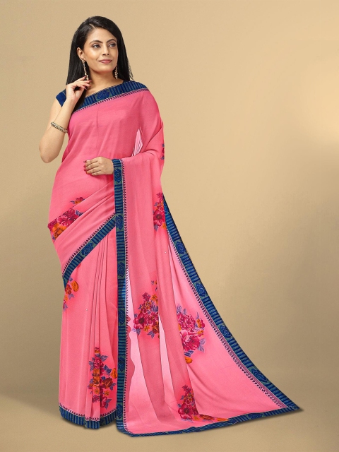 

Kalamandir Pink & Blue Floral Saree