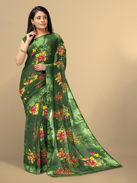 

Kalamandir Green Floral Zari Pure Georgette Saree