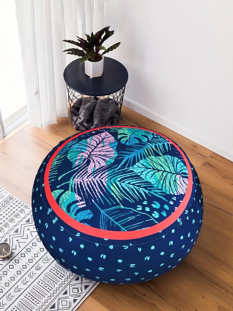 

Cortina Navy Blue Printed Round Stretchable Bean Bag Cover