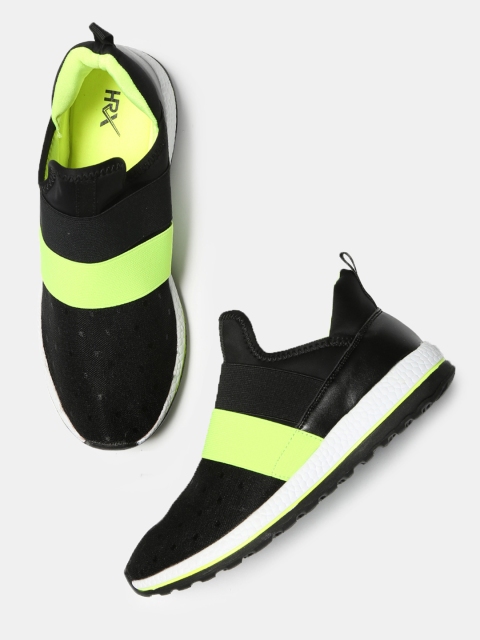 

HRX by Hrithik Roshan Women Black & Fluorescent Green Pro Slip-On Sneakers