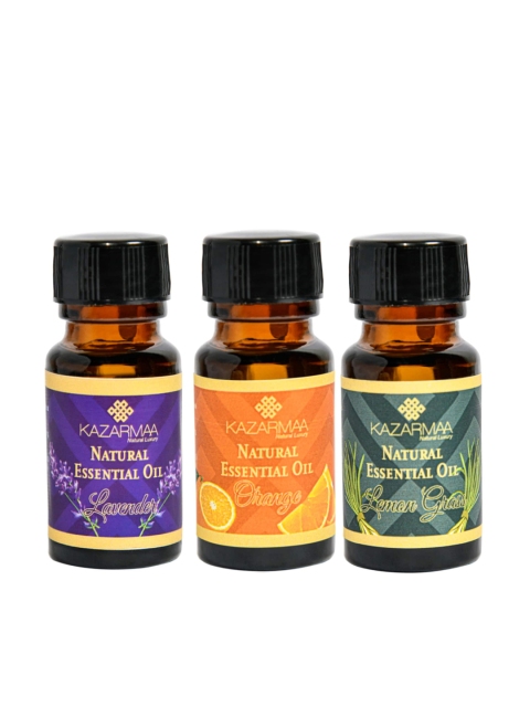 

KAZARMAA Set of 3 Lavender, Lemon Grass & Orange Essential Oil-15ml Each, Purple