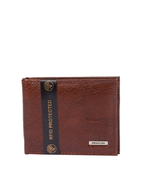 

Krosshorn Men Brown & Black Two Fold Wallet