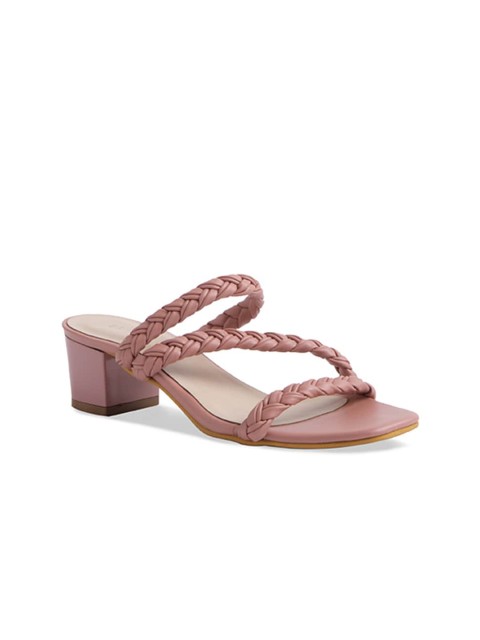

ERIDANI Women Peach-Coloured Block Heeled Sandals