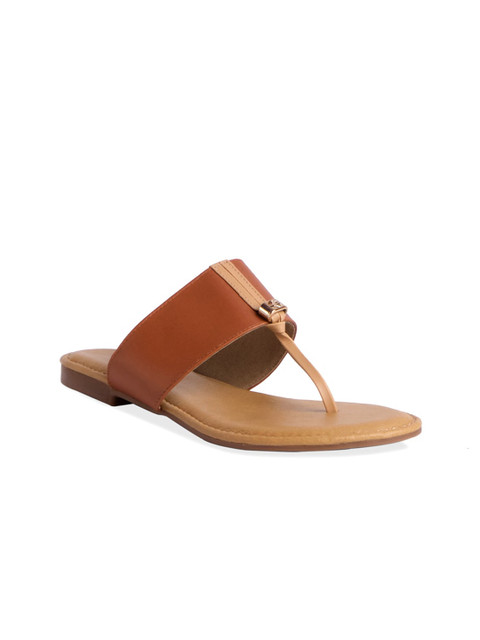 

ERIDANI Women Tan T-Strap Flats