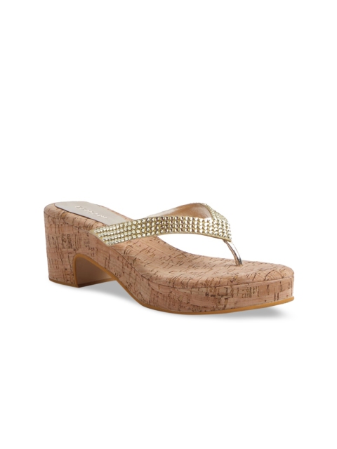 

ERIDANI Gold-Toned Textured Block Sandals