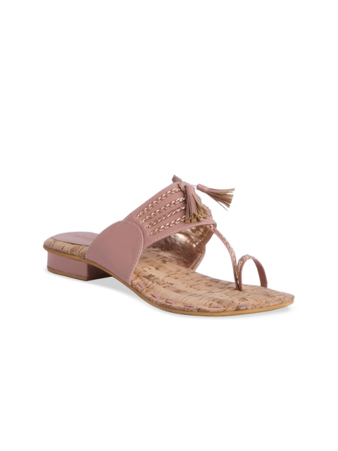 

ERIDANI Women Pink & Golden One Toe Flats