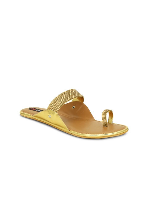 

Get Glamr Women Gold-Toned Embellished Flats