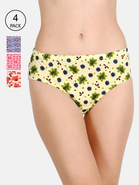 

Lux Cozi Women Pack Of 4 Assorted Pure Cotton Hipster Briefs