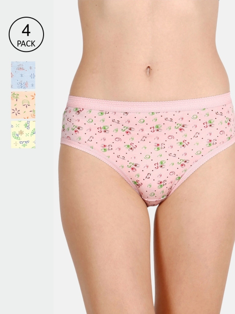 

Lux Cozi Women Pack Of 4 Assorted Pure Cotton Mid-Rise Hipster Briefs