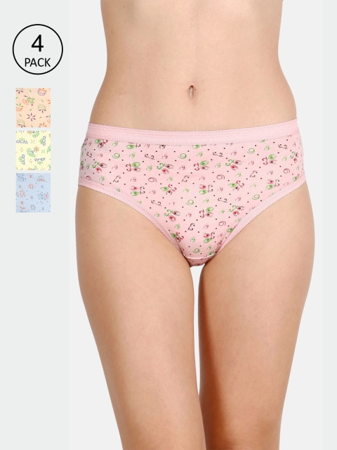 

Lux Cozi Women Pack Of 4 Assorted Pure Cotton Hipster Briefs
