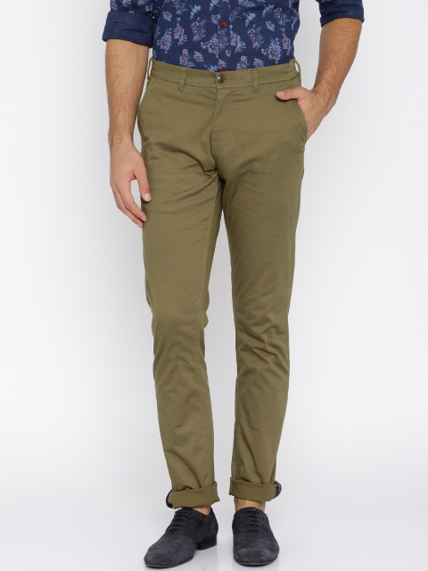 

ColorPlus Men Olive Solid Contemporary Fit Chino Trousers