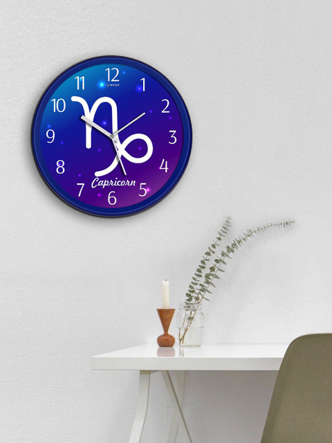 

WENS Blue & White Capricorn Zodiac Sign Silent Non-Ticking Contemporary Wall Clock