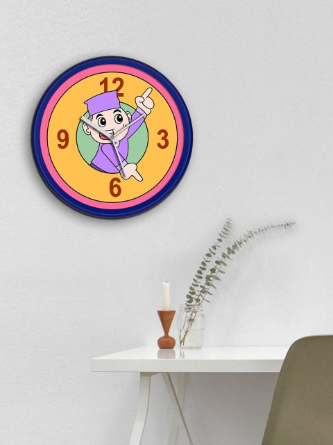 

WENS Blue & Mustard Printed Silent Non-Ticking Contemporary Wall Clock