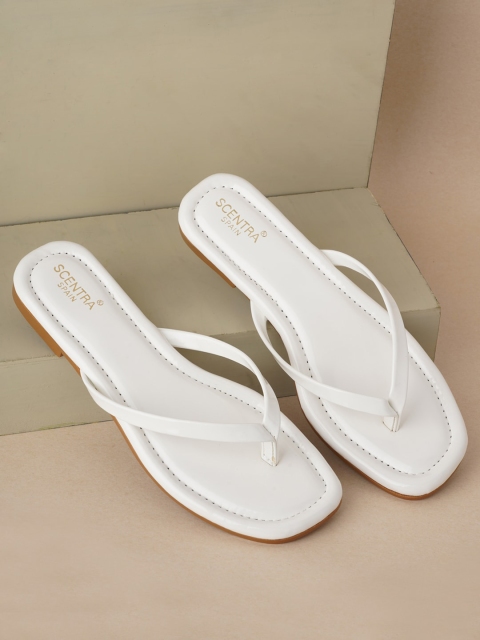 

SCENTRA Women White T-Strap Flats