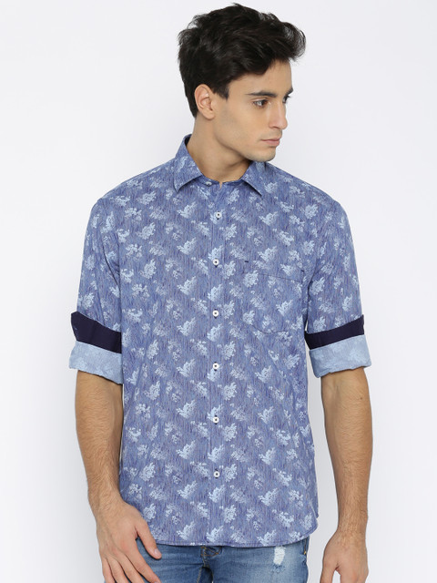 

ColorPlus Men Blue Tailored Fit Printed Casual Shirt