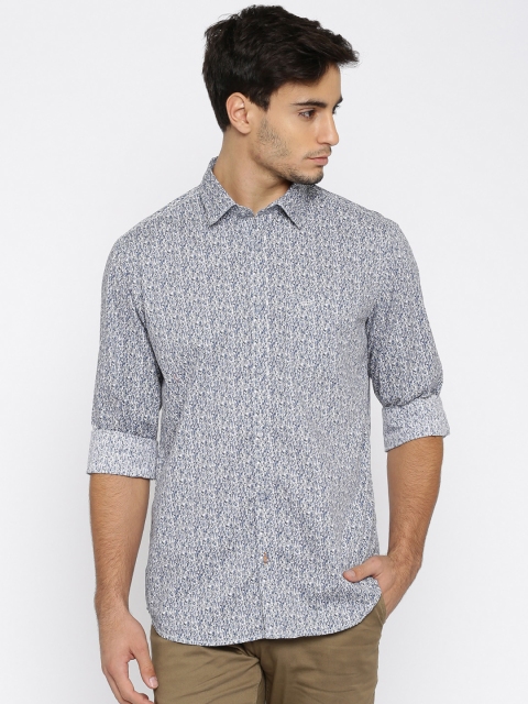 

ColorPlus Men Blue Contemporary Fit Printed Casual Shirt