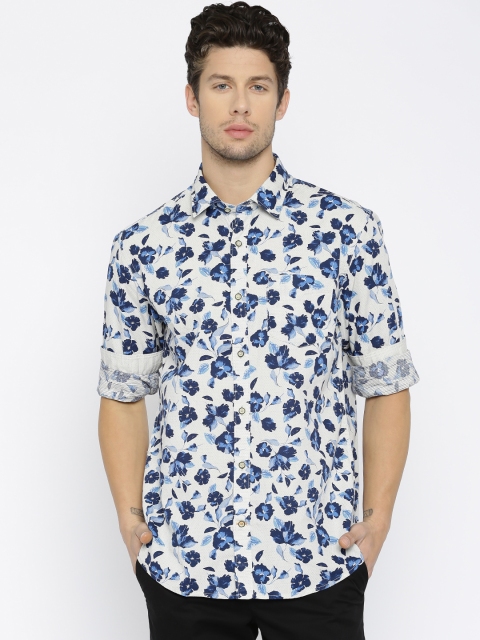 

ColorPlus Men Off-White & Blue Printed Contemporary Fit Casual Shirt