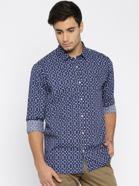

ColorPlus Men Navy Blue Printed Contemporary Fit Casual Shirt