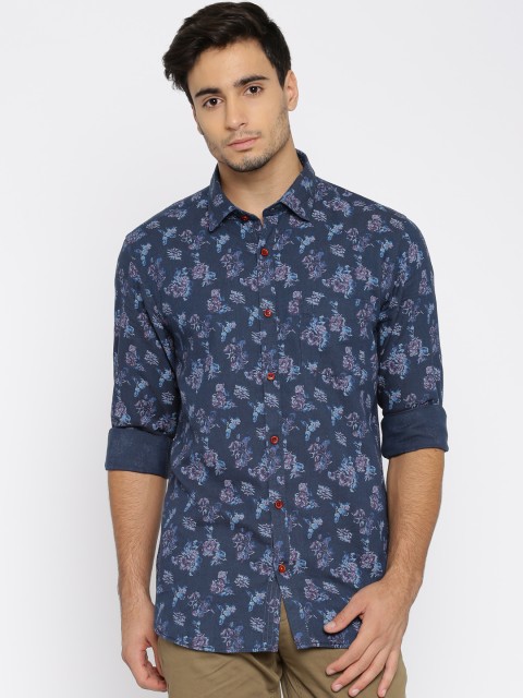 

ColorPlus Men Navy Blue Printed Contemporary Fit Casual Shirt