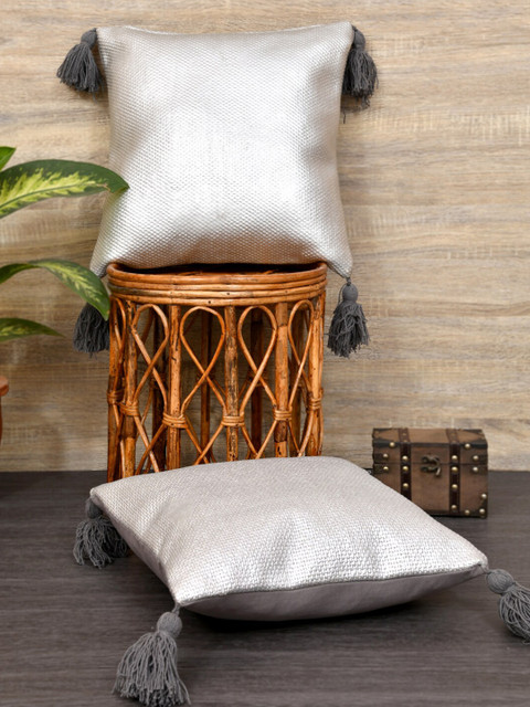 

Gulaab Jaipur Silver-Toned Set of 2 Square Cushion Covers