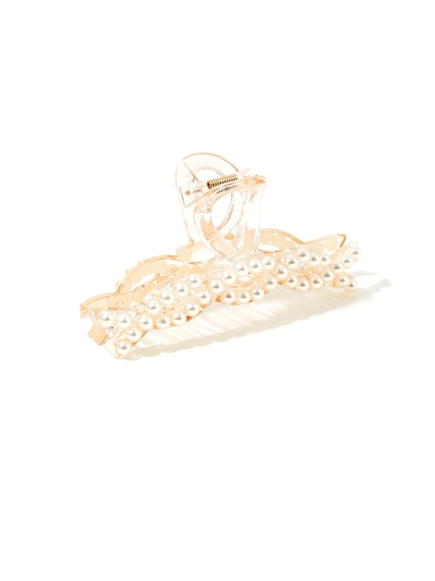Accessorize Women Plaited Pearl And Resin Large Hair Claw Clip, White