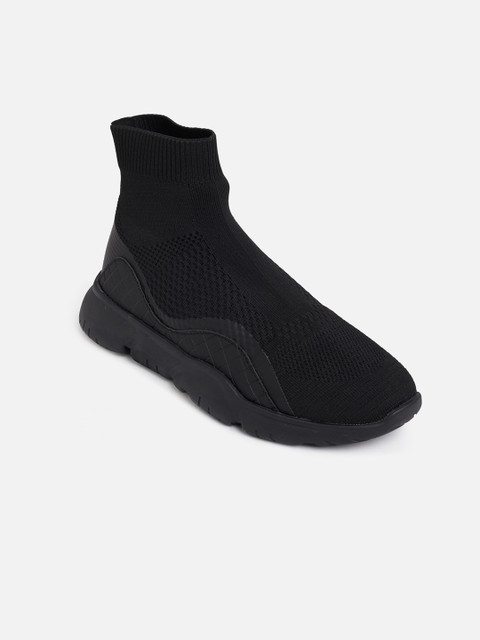 

ALDO Men Black Woven Design High-Top Slip On Sneakers