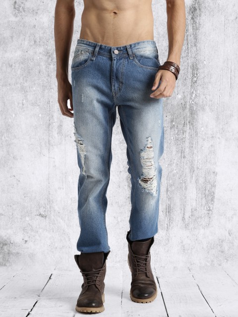 

Roadster Men Blue Slim Fit Mid Rise Highly Distressed Jeans