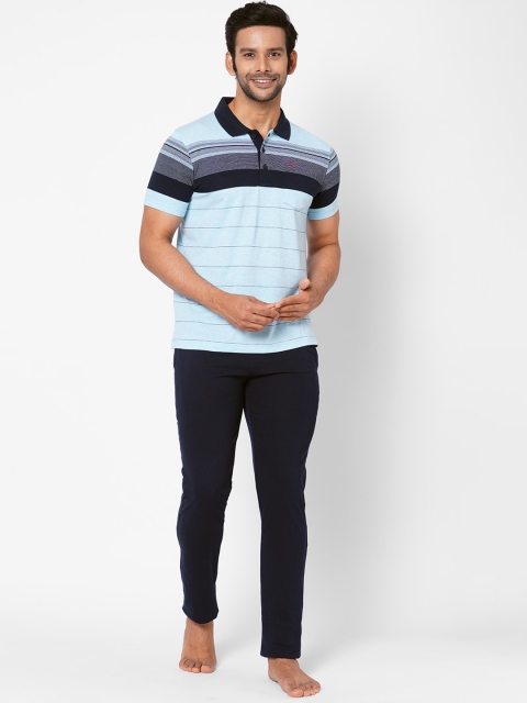 

Sweet Dreams Men Navy Blue Striped Night suit