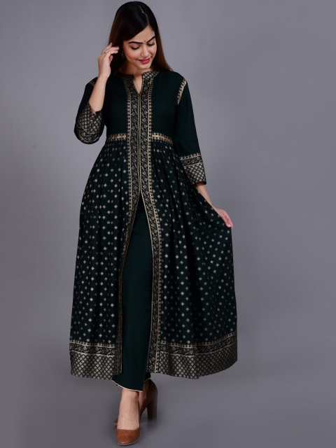 

Lovista Women Green Ankle Length Kurta Palazzo Set