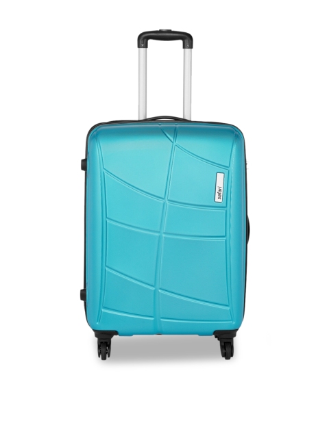 

Safari Teal Blue Textured Hard-Sided Medium Trolley Suitcase