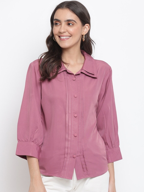 

Lagashi Women Mauve Solid Shirt Style Top