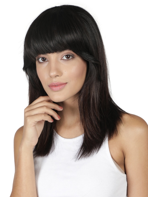 

thrift bazaar Clip in Bangs Black Synthetic hair Extension