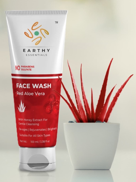 

EARTHY ESSENTIALS Set of 2 Red Aloe Vera Face Wash 100 ml + Neem & Tea Tree Facewash 100 ml