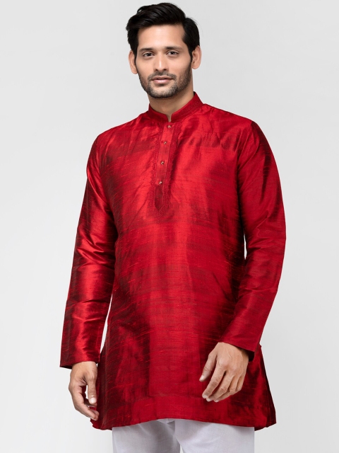 

TATTVA Men Red Pure Silk Kurta
