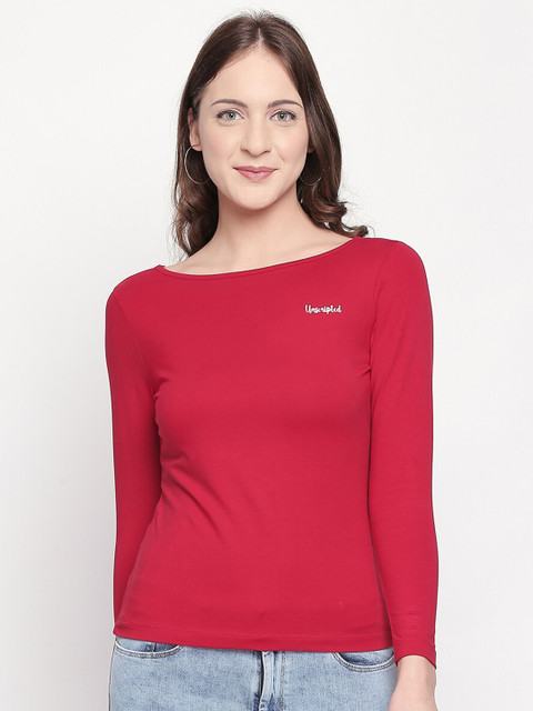

SPYKAR Women Red Slim Fit T-shirt