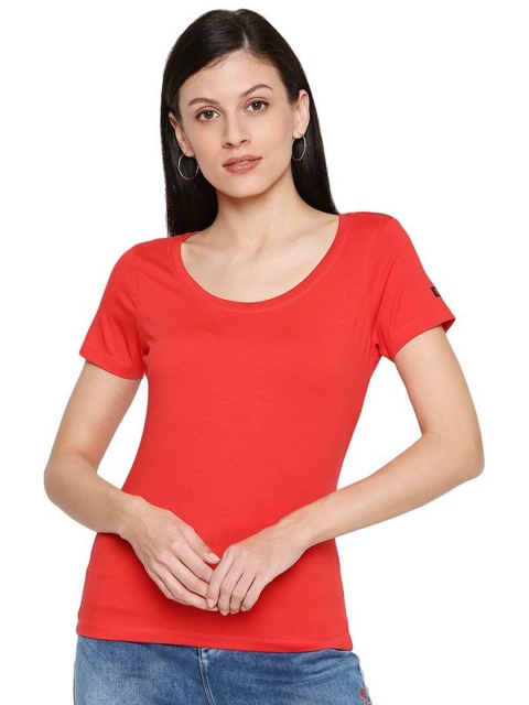 

SPYKAR Women Red Extended Sleeves Raw Edge T-shirt