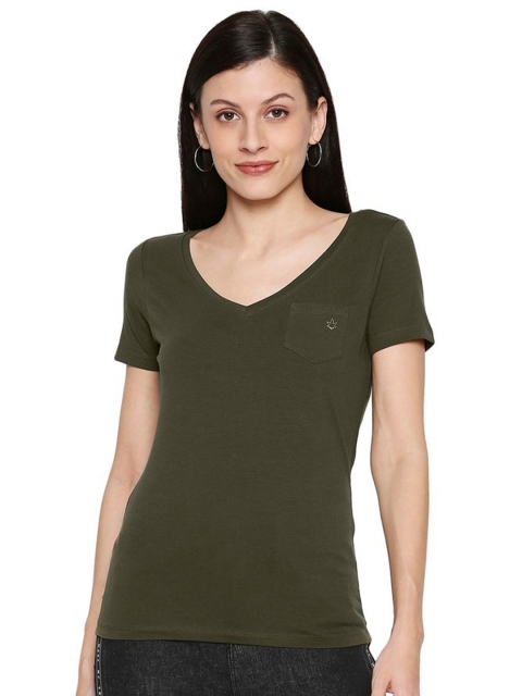 

SPYKAR Women Green V-Neck T-shirt