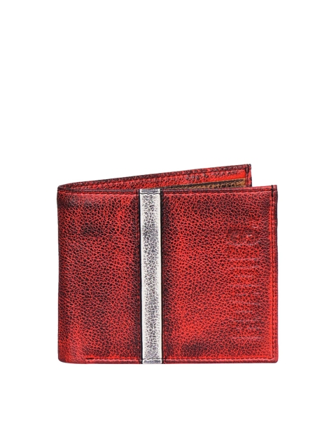 

Justanned Men Red Leather Two Fold Wallet
