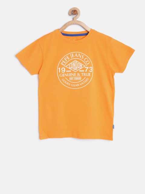 

Pepe Jeans Boys Orange Printed Round Neck T-shirt