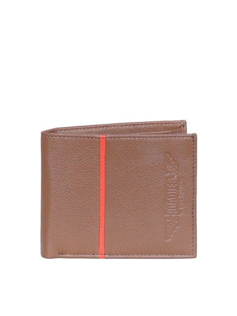 

Justanned Men Tan Brown Textured Leather Two Fold Wallet