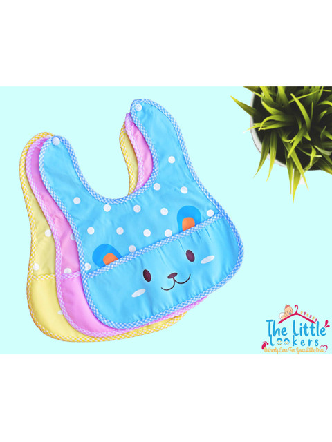 

The Little Lookers Infant Pack Of 6 Pink, Blue and Green Printed Pure Cotton Bibs