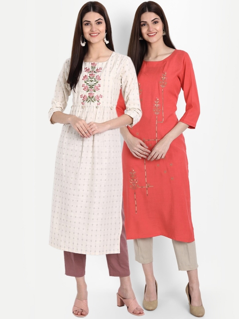 

arangya Women Multicoloured Geometric Thread Work Kurta, Multi