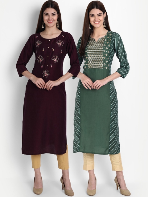 

arangya Women Multicoloured Ethnic Motifs Embroidered Thread Work Kurta, Multi
