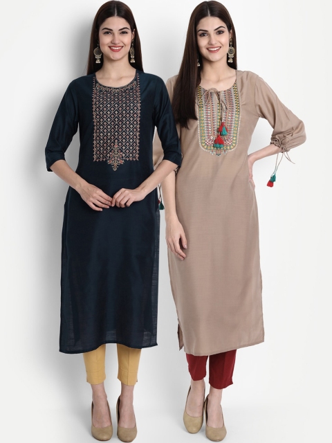 

arangya Women Multicoloured Ethnic Motifs Embroidered Kurta, Multi