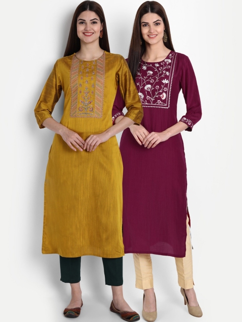 

arangya Women Multicoloured Ethnic Motifs Embroidered Thread Work Kurta, Multi