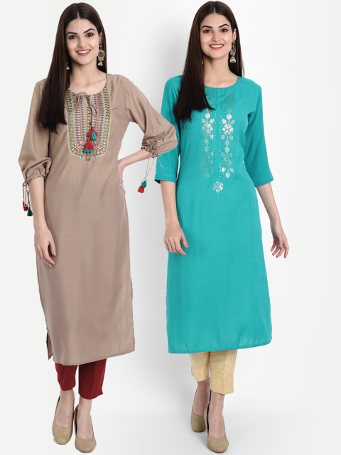 

arangya Women Multicoloured Embroidered Thread Work Kurta, Multi