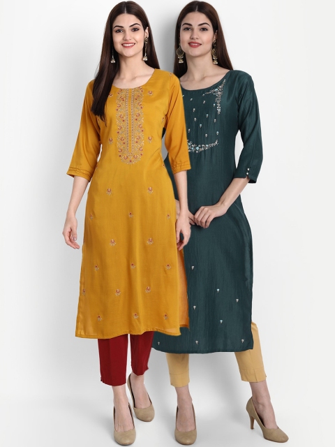 

arangya Women Multicoloured Quirky Embroidered Thread Work Kurta, Multi
