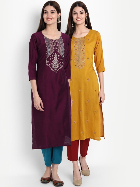 

arangya Women Multicoloured Quirky Embroidered Thread Work Kurta, Multi