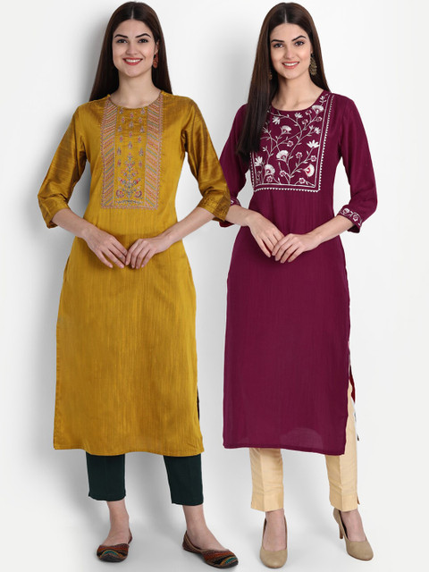 

arangya Women Multicoloured Embroidered Mirror Work Kurta, Multi