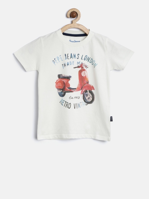 

Pepe Jeans Boys White Printed Round Neck T-shirt